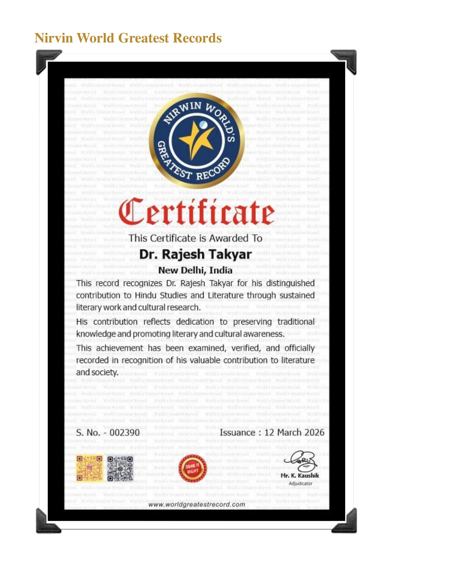 Dr. Rajesh Takyar’s profile, page 12