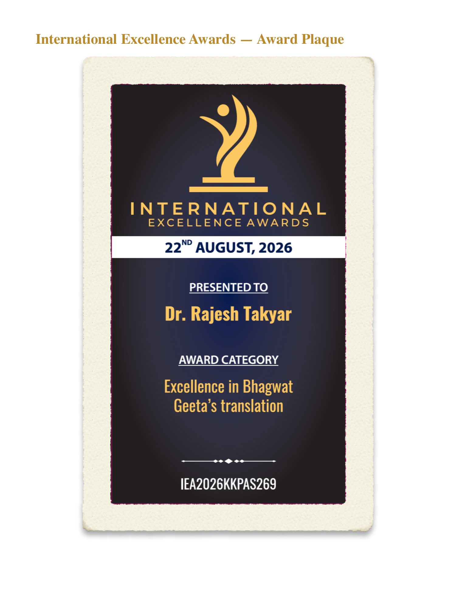 Dr. Rajesh Takyar’s profile, page 20