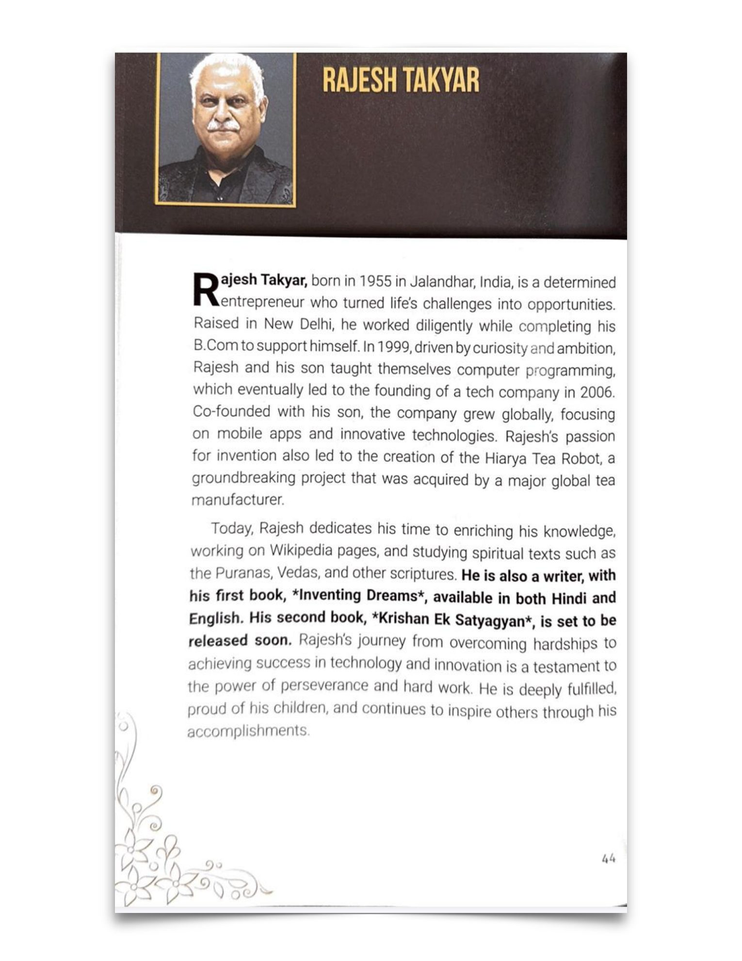 Dr. Rajesh Takyar’s profile, page 49